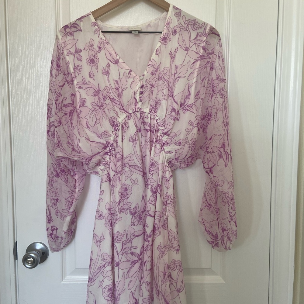 Floral Sheer Dress with Purple Print